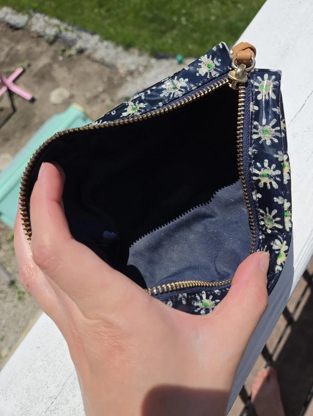 Tory Burch Kerrington Cosmetic Case Navy Happy Time Floral Makeup Pouch Travel B